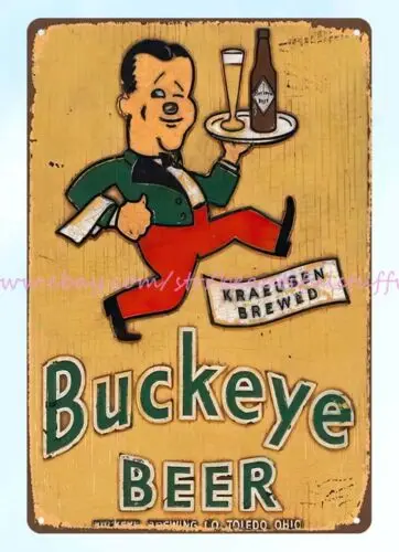 inspirational dorm room BUCKEYE BEER metal tin sign