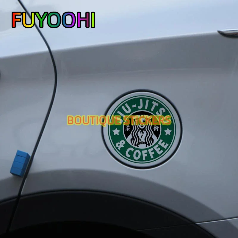 FUYOOHI Stickers and Decals Jiu Jitsu coffee Car Sticker Waterproof Personality Decal Scratch-Proof Creative Windshield Decor