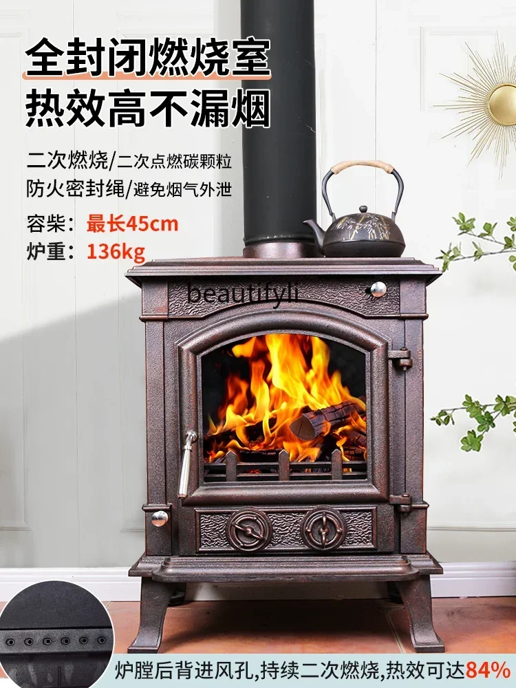 Fireplace Wood Burning Wood Stove Indoor Heater Household Wood Winter Heater Cast Iron