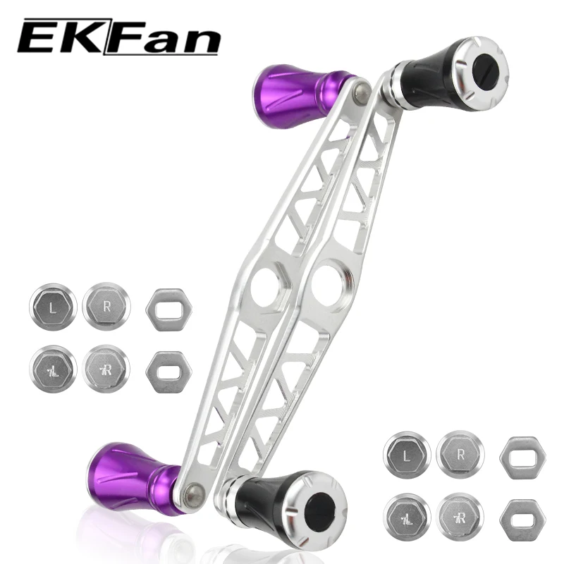 EKFan 130MM Aluminiumlegierung Doppelknopf Angelrollen-Griff Universell A/S/D 8*5/7*4mm Loch Baitcasting-Köderrollen-Griff DIY-Teile – Detail 13