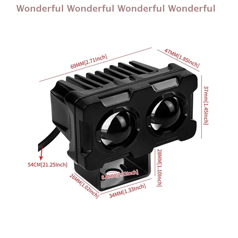 

1PCS Auxiliary Driving Headlights Spotlight for Motorbike Dual Color LED Motorcycle Fog Lights Work Light Bar