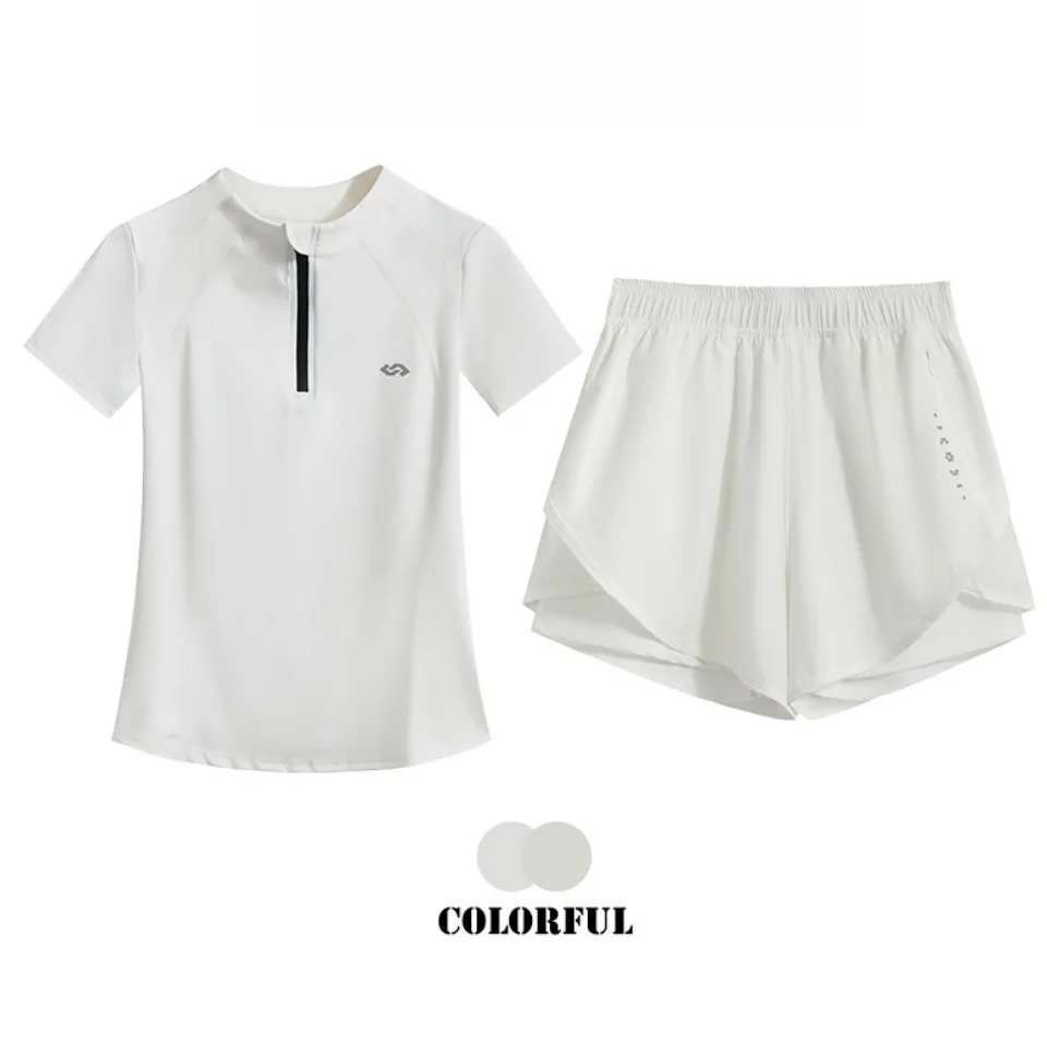 DRUR Golf Wear Women Lightweight Summer Sweatsuit Set Two Pieces Gym Workout Top Shorts Sets Fitness Track Suit Female Yogawear