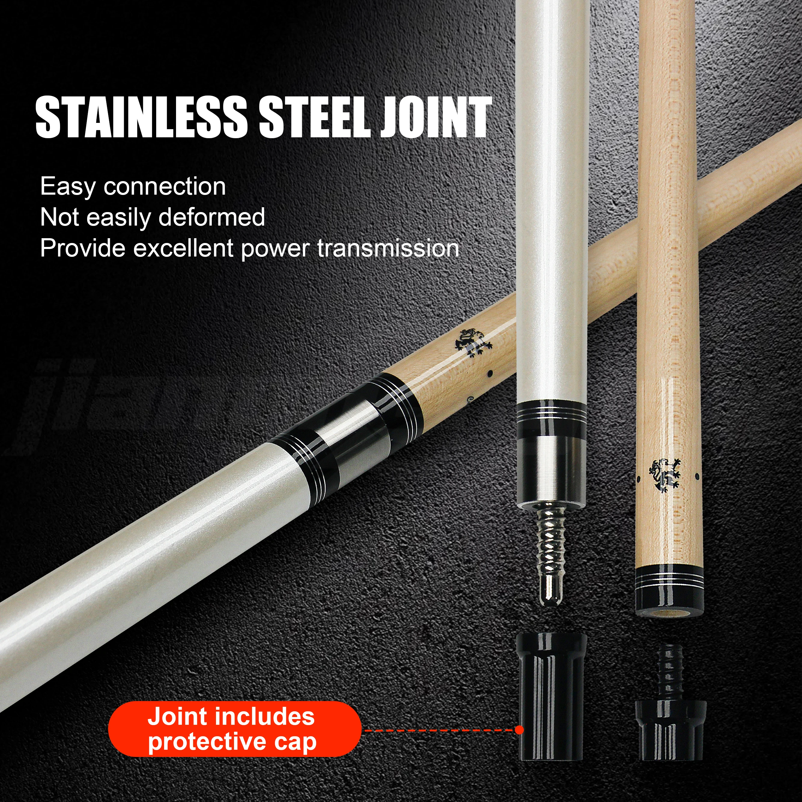 عصا البلياردو الاحترافية 12.5 مم طرف مركب متعدد الطبقات مكون من قطعتين من وصلة البناء المصنوعة من الفولاذ المقاوم للصدأ #2