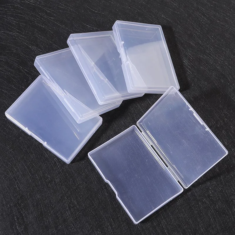 Boîtes de rangement transparentes avec couvercle, rectangle en plastique, petit conteneur de collection, étui pour cartes et bijoux, carré,