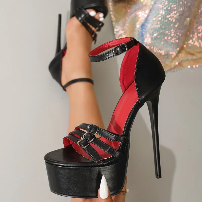 

Eilyken Street Style Super Stiletto High Heels Narrow Band Women Sandals Summer Buckle Strap Nightclub Prom Shoes