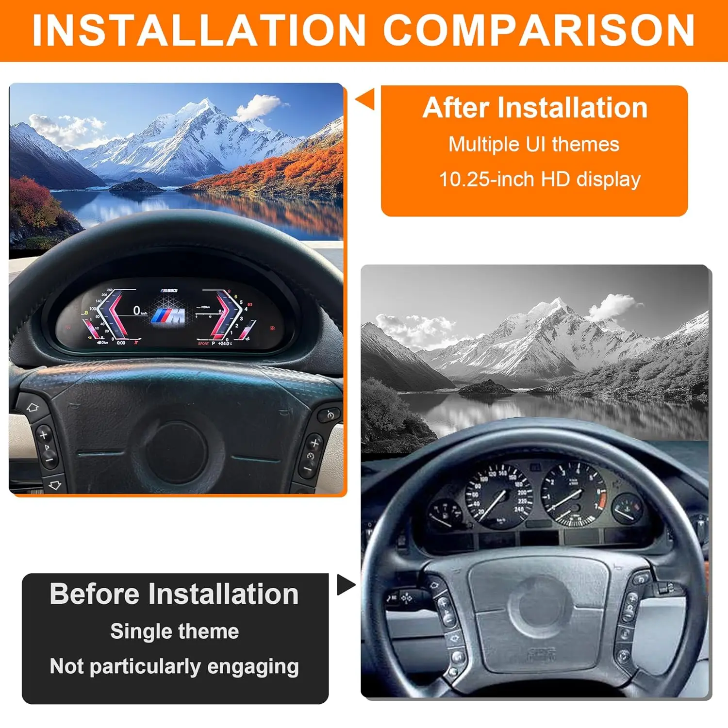 Digital Cluster for BMW E46 1999-2004, 10.25 inch Linux System Original Modern Car Clúster Odometer, Speedometer Instrument
