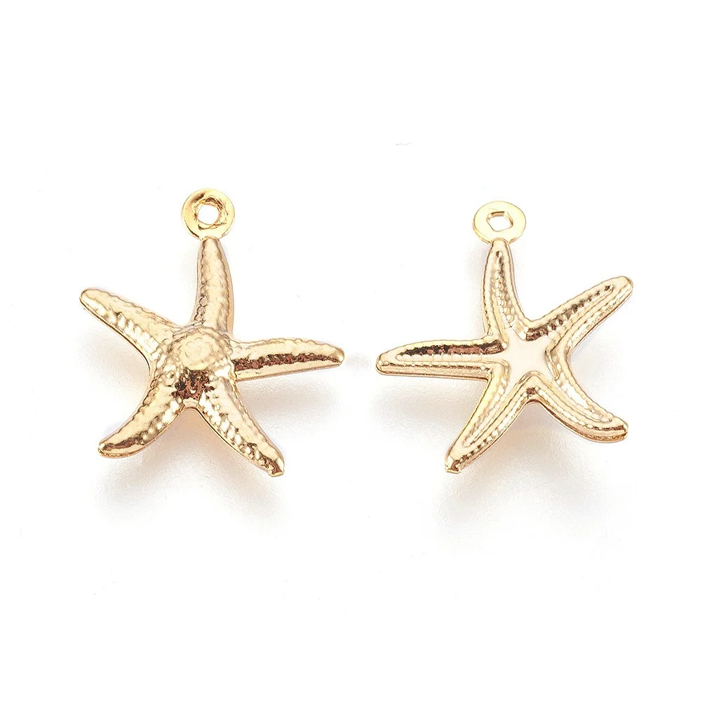 

100pcs 304 Stainless Steel Pendants Starfish/Sea Stars Gold Plated for Making DIY Jewelry Necklace Earring Bracelet Supplies