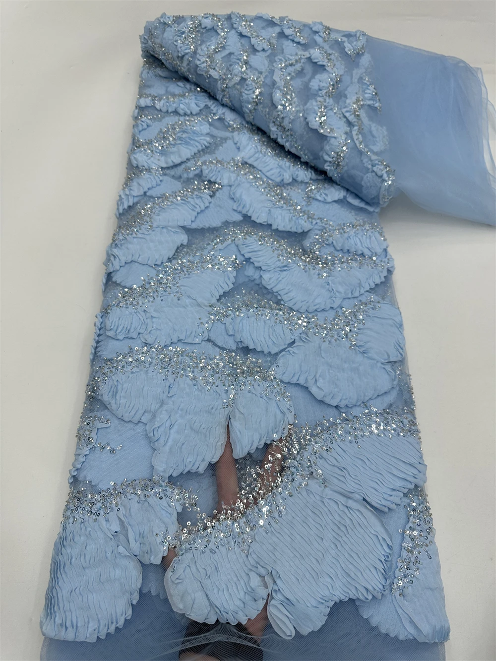 African Beads Lace Fabric 2025 High Quality Nigerian Sequins Beads Lace Fabric French Laces Fabrics For Party Dress Sew Material