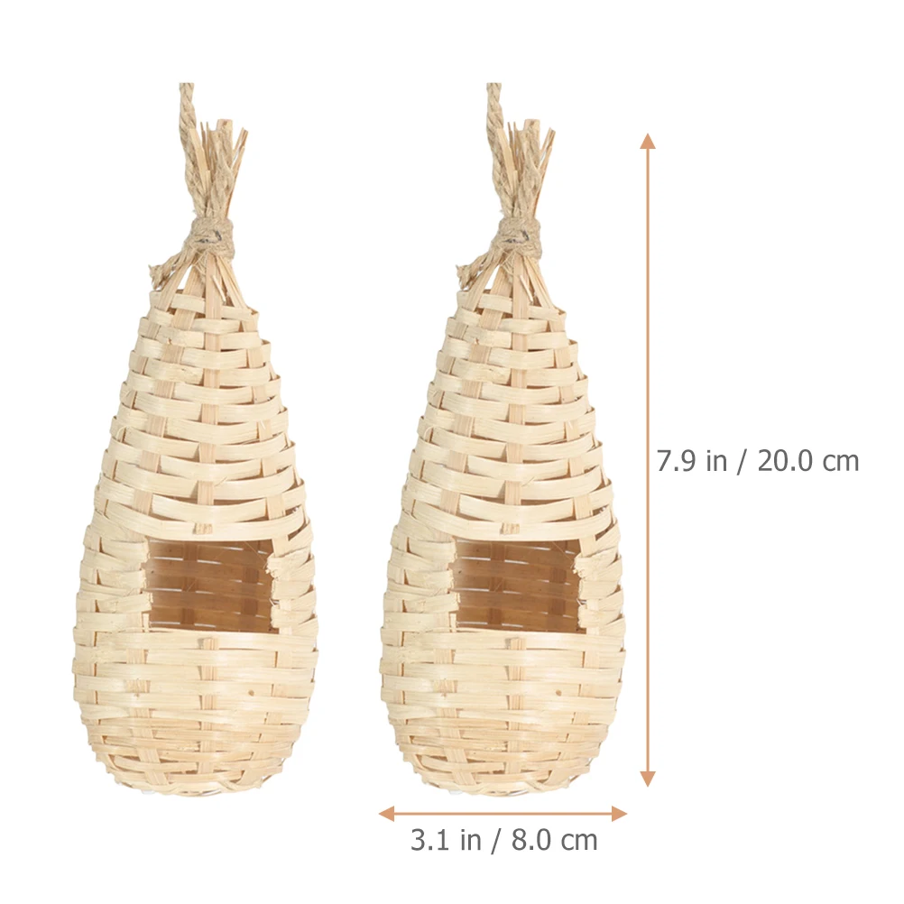 

2pcs Bird Nest 8x20cm Suspending Parrot House Parrot House Durable Hanging Garden Decoration Bamboo Nest