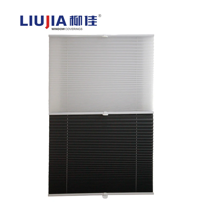 Customized Double Cell Sheer  Heat Resistant Adjustable Cordless Blackout Day Night  Motorized Honeycomb Blind