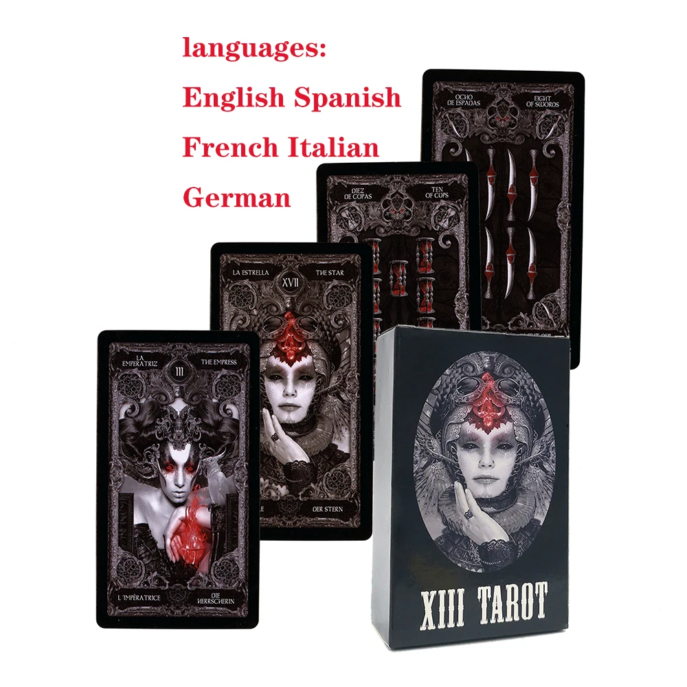 XIII Dark Tarot.  English Tarot.Spanish Tarot.French Tarot.German Tarot.Mysterious Divination Fate Personal Use Card Game