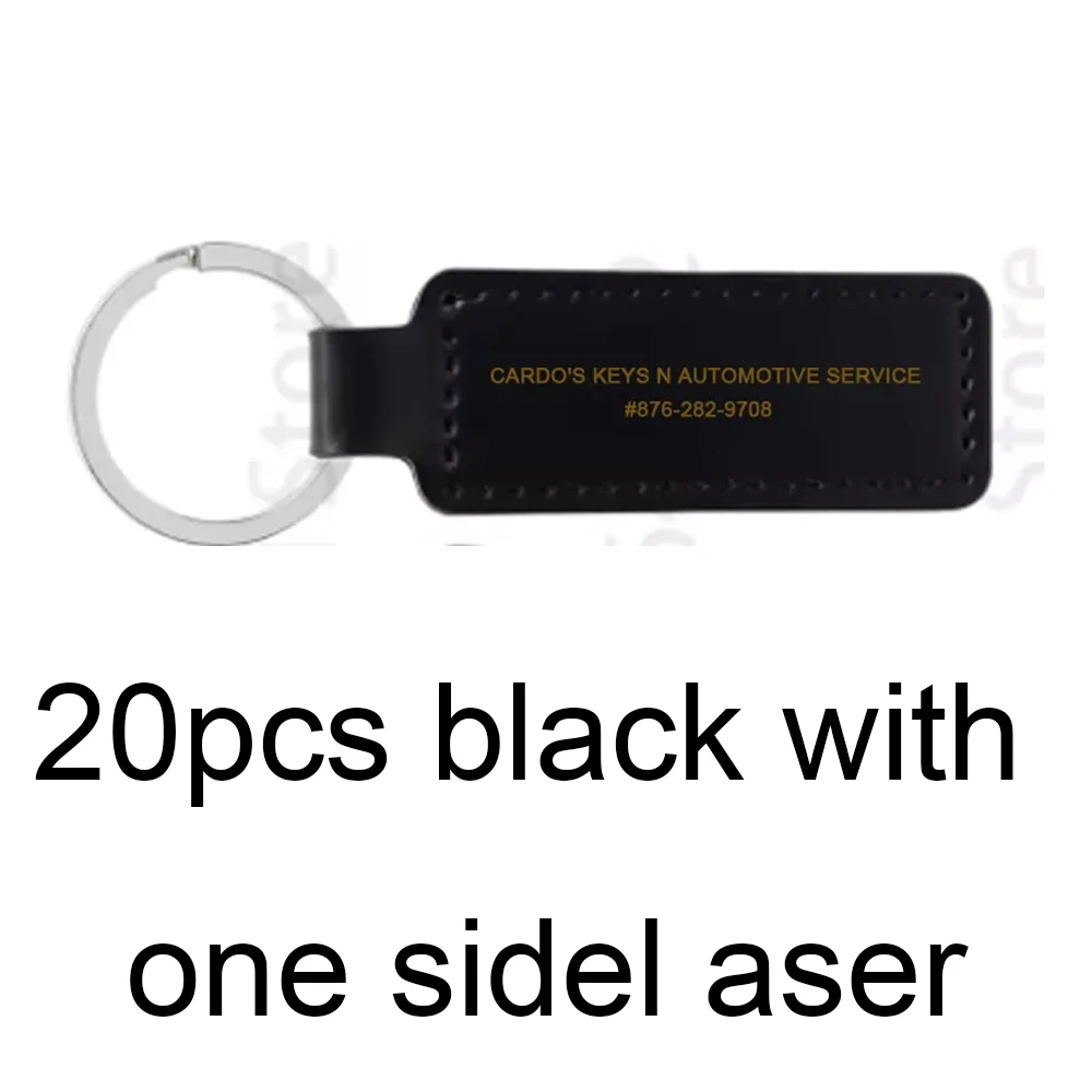 Custom Pet Collar Accessories 20Pcs Black  Leather Keyring Tag  With one side laser