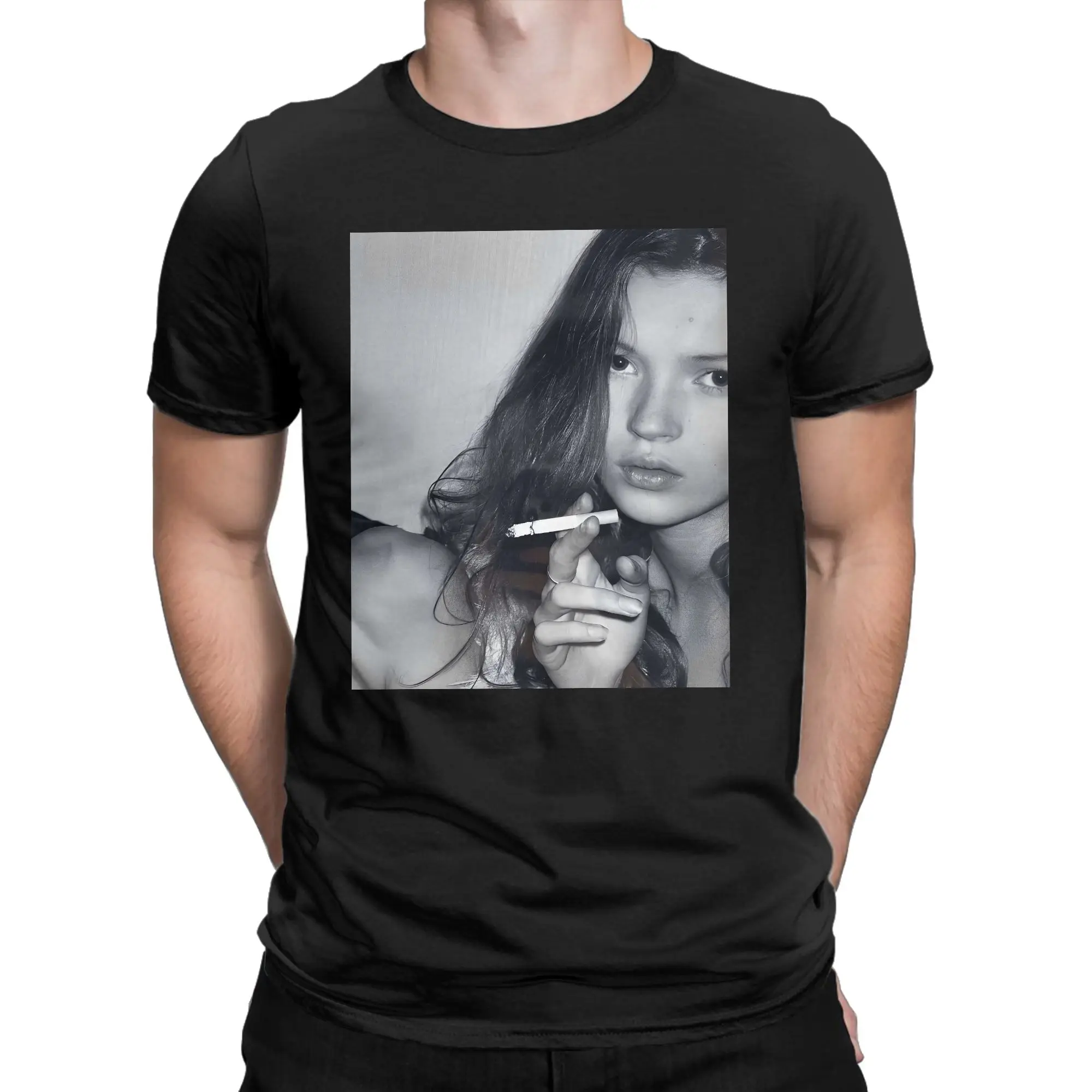 Kate Moss T-Shirt for Men  Novelty Cotton Tees Crewneck Short Sleeve T Shirts Gift Idea Clothing
