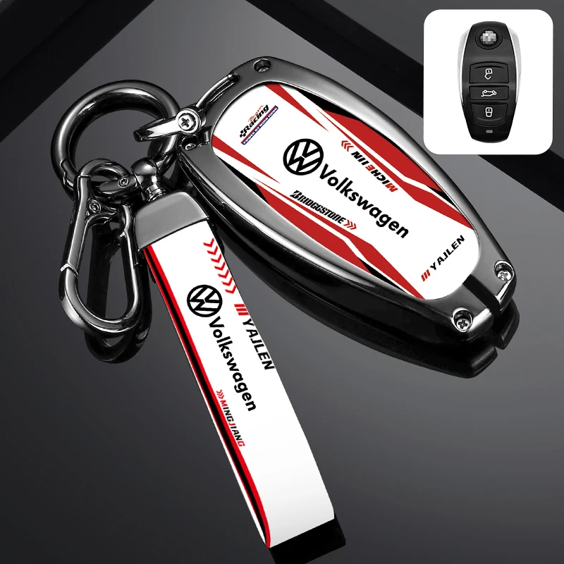 3 Buttons Zinc Alloy Car Remote Key Case Cover Fob Shell Bag for VW Volkswagen Touareg 2011 2012 2013 2014 2015 2016 2017 2018