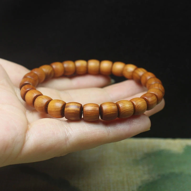 

Birch wood high-oil content 8*7 apple straight-cut style bracelet, wooden DIY unisex Buddhist prayer beads jewelry