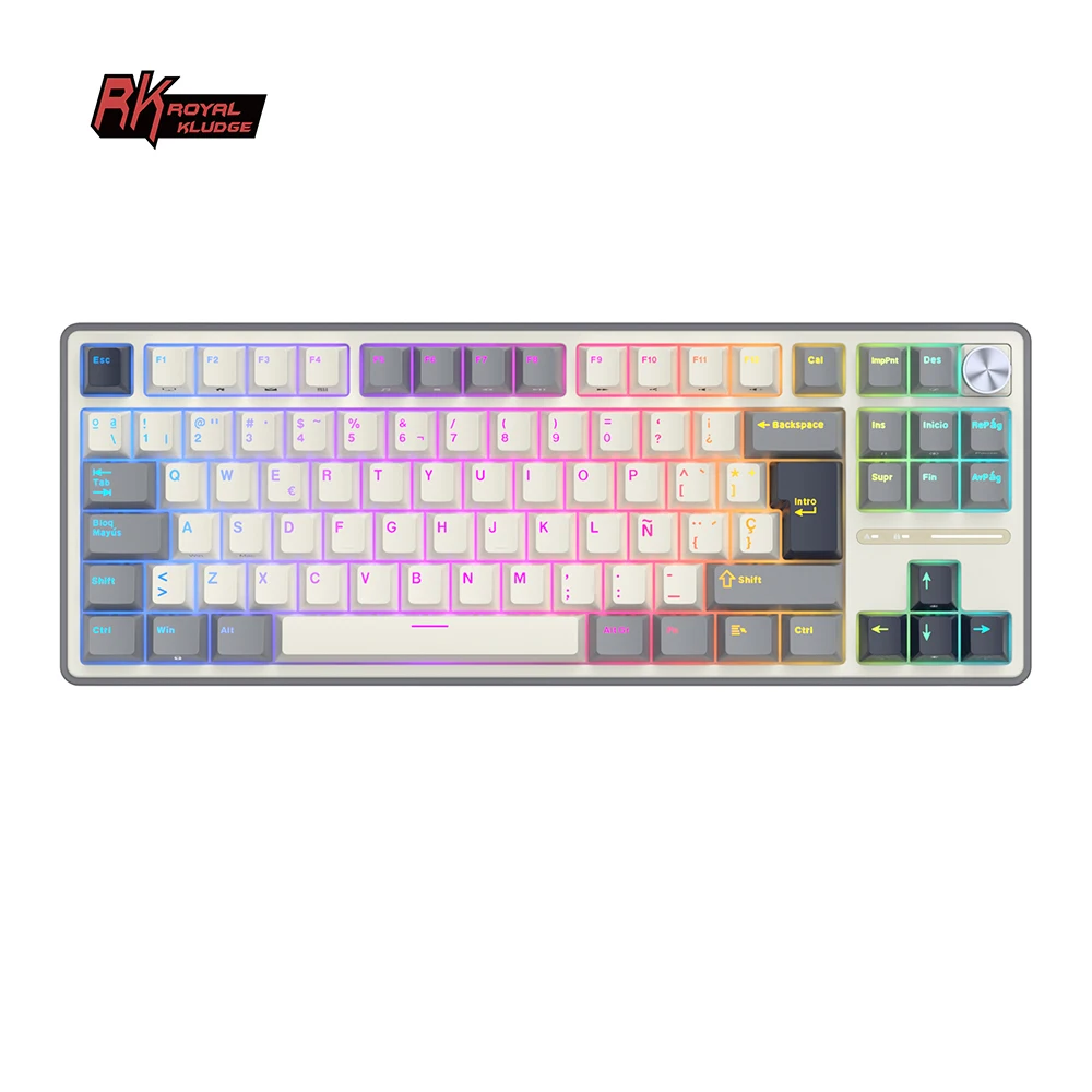 teclado mecanico con cable rk r87pro royal kludge 88 teclas 88 rgb retroiluminado intercambiable en caliente con teclas mda pbt