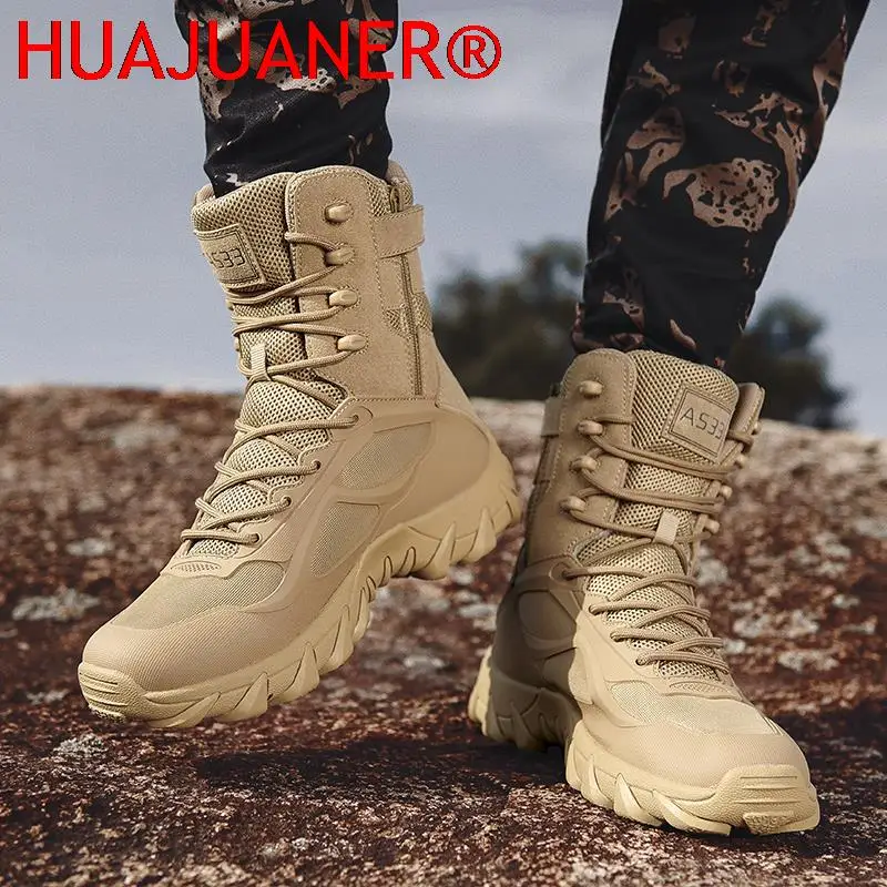 High Quality Brand Leather Vintage Men Boots Tactical Desert Combat Men's Boots Outdoor Shoes Ankle Boots Botas Hombre