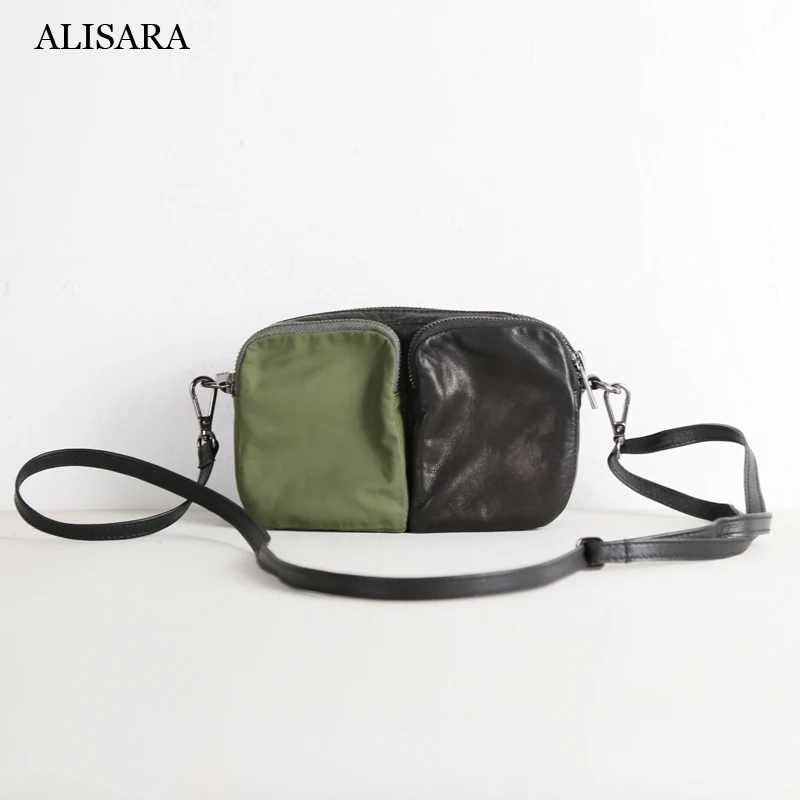 

Mini Satchels Sheepskin Leather Top End Casual Small Cell Phone Pack Unisex Crossbody Shoulder Messenger Bag