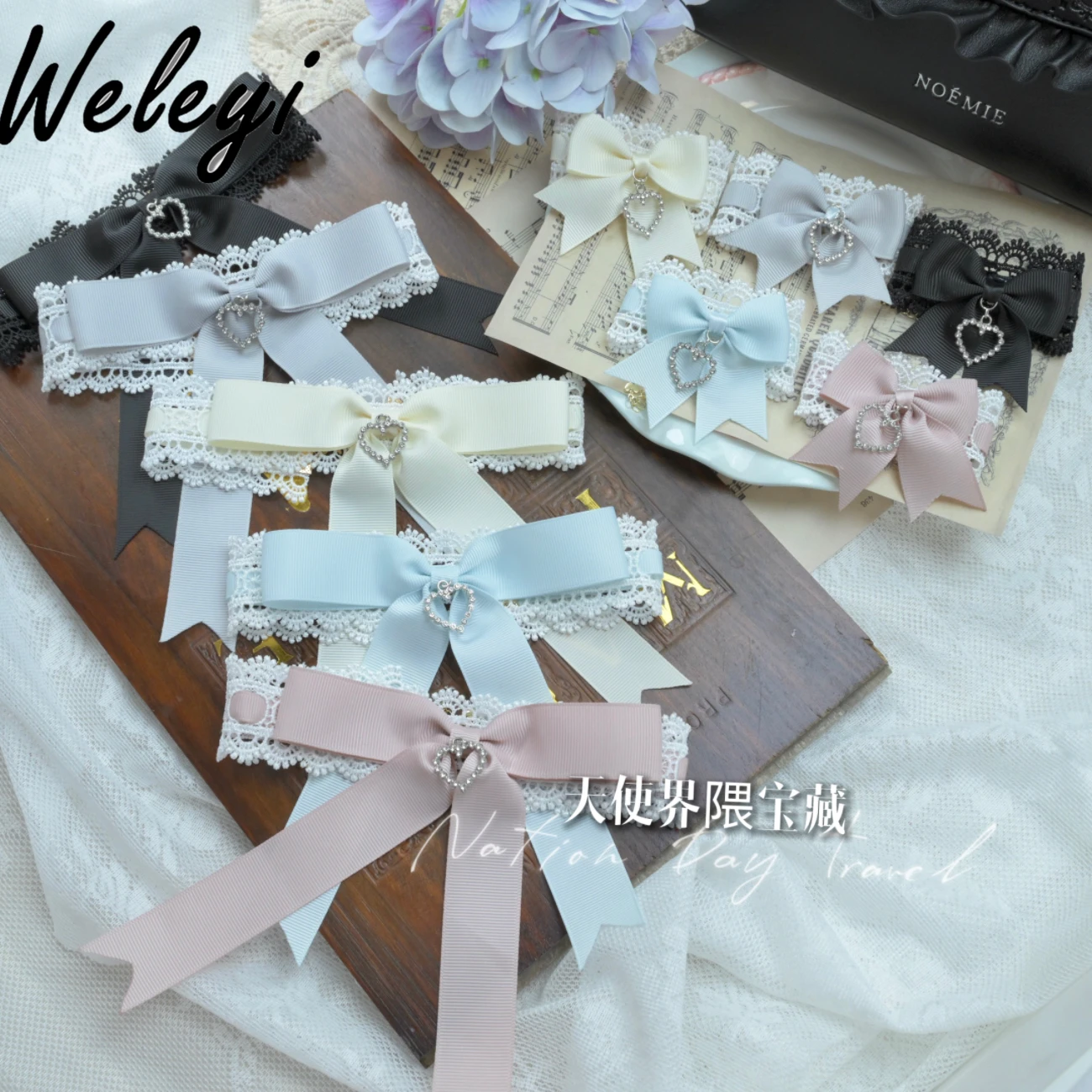 Mass Production Handmade Collar Tie Lolita Sweet Accessories Liz Bracelet Sweet Mine Rhinestone Bow Love Pendant Necklace Female