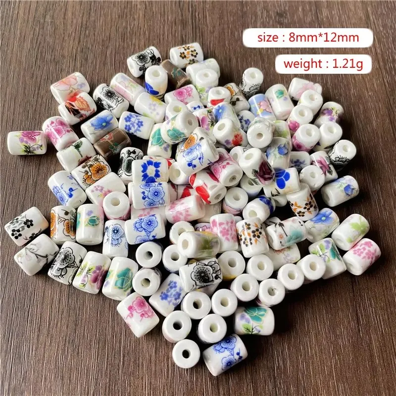 15pcs 9*15mm DIY ceramic crafts large hole flower pattern spacer beads for bracelet and necklace making discovery