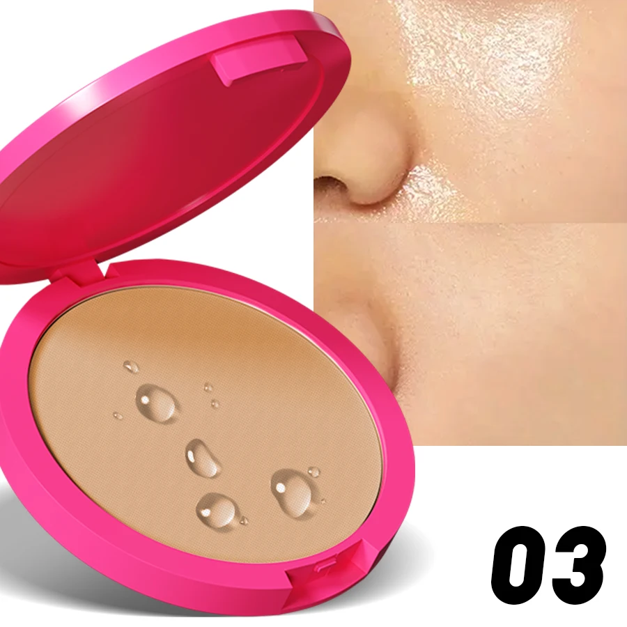 Natural fosco prensado em pó controle de óleo iluminar clareamento base facial corretivo compacto maquiagem cosméticos