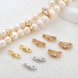 5Pcs Brass 14K Gold Plated Separator Bars Double Holes Spacer Multi Strand Divider Row Connector for Diy Bracelet Jewelry Making