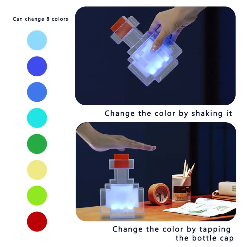 7 Colors Potion Bottle Night Light MC Game Changing LED Lamp Rechargeable Tap Control Atmosphere Decor for Bedroom Desk Gifts view 5