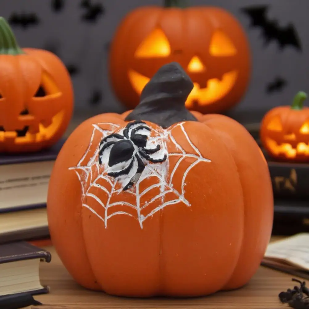 パンプキンデザイン 不気味なハロウィーンのカボチャの置物 かわいい農家の装飾 ホームマントルフロントドア用 樹脂製テーブルトップ ポーチ用