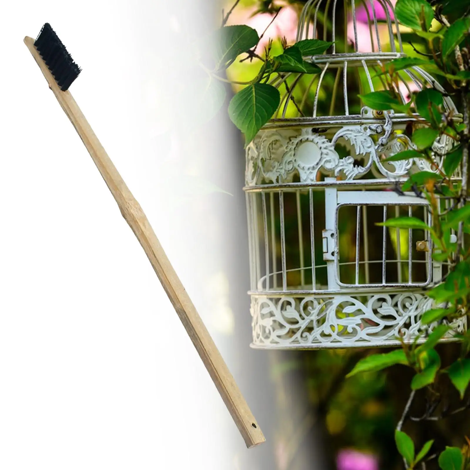 Limpiador de jaulas para pájaros – Accesorio de bambú para aviarios - imagen 4