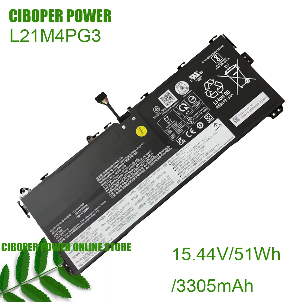 

CP Laptop Battery L21M4PG3 L21C4PG3 L21D4PG3 L21L4PG3 15.44V/51Wh Replacing Battery