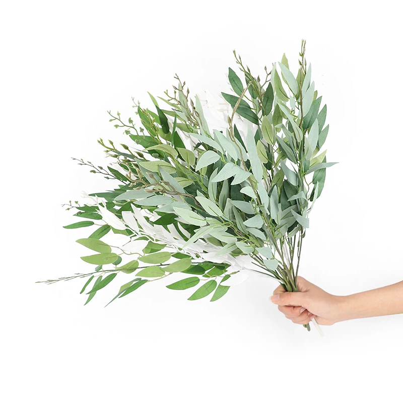 Artificial Willow Bouquet Silk Green Leaves For Home Garden Vase Ornaments Wedding Party Decoration Fake Plants Wreath Supplies