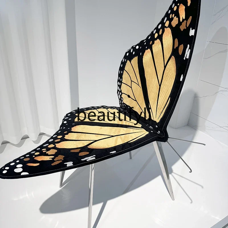 Butterfly Leisure Chair Light Luxury High Art Personality Leisure Chair Stainless Steel Single Chair