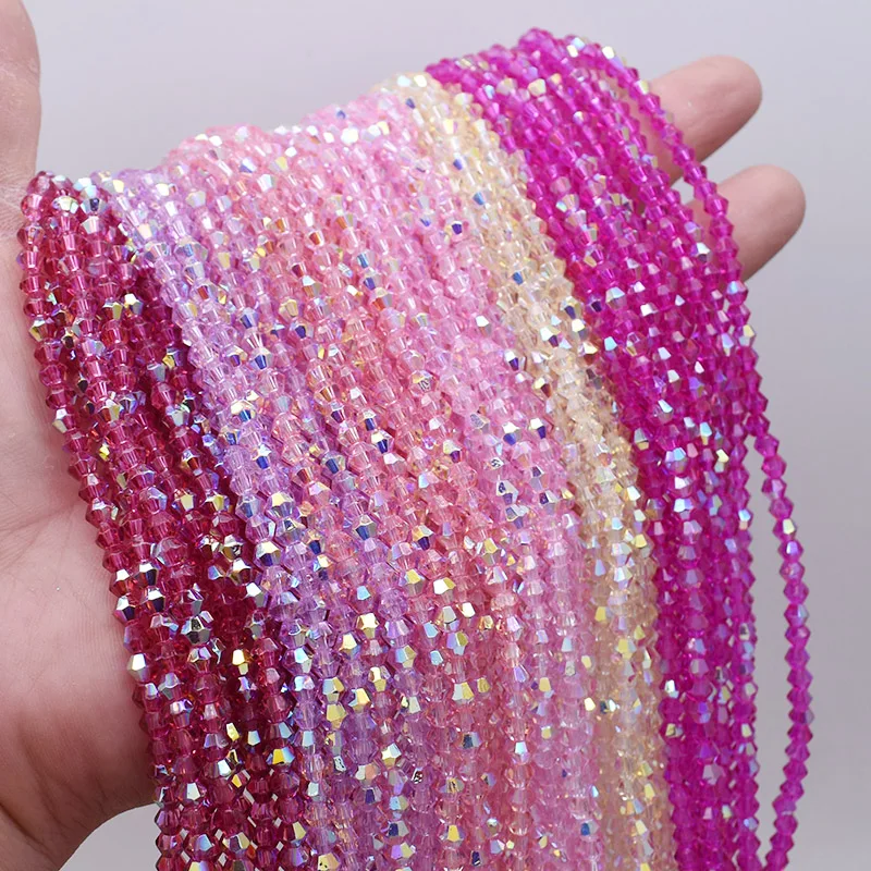 4mm 2 strand 160pcs AB Color Bicone Crystal Glass Beads Loose Spacer Beads Austria Faceted Crystal Beads For Jewelry Making DIY