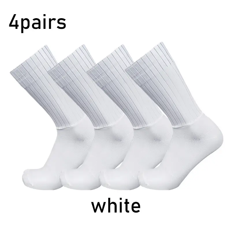 Socks 4pairs/set Aero Pure Color Cycling Silicone Sports Non-slip Pro Racing Bicycle Socks Summer Cool Calcetines Ciclismo - Image 2