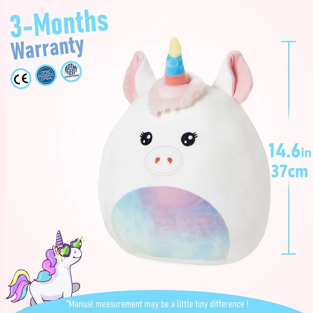 37cm Unicorn Throw Pillows with Eye Mask Animals Doll Cushion Kawaii White Unicorn Plush Toys Office Chair Cushions Girls Gift