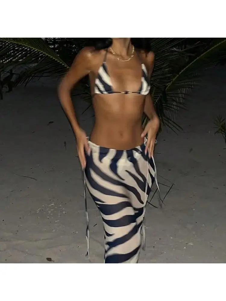 Fashionable Leopard Print Two Piece Bikini Swimming Suit Quick Dry Women's Adjustable Back Strapless Pool Scene Suitable