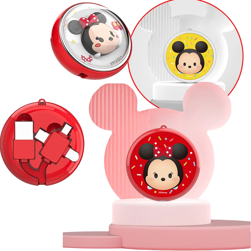 

Disney Mickey Minnie Mouse Creative Bracket Telescopic 3-in-1 Data Cable Suitable for Android Apple TYPEC Charging Storage Cable
