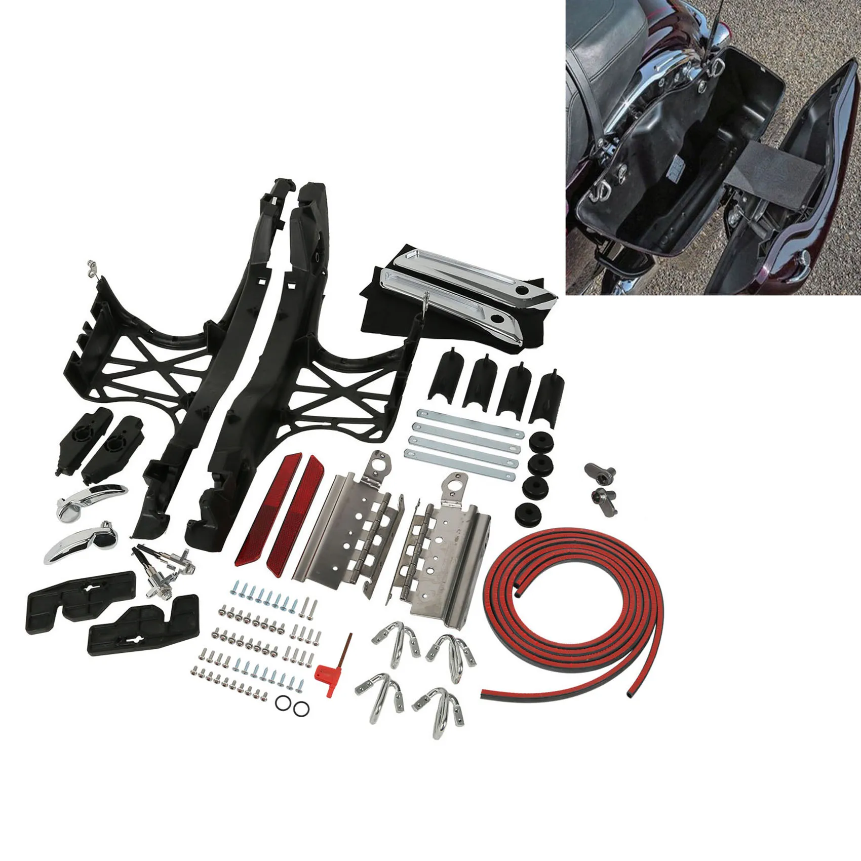 

One Touch Opening Saddlebag Latch Lids Hardware Cover Kit Fit For Harley Touring 2014-2024