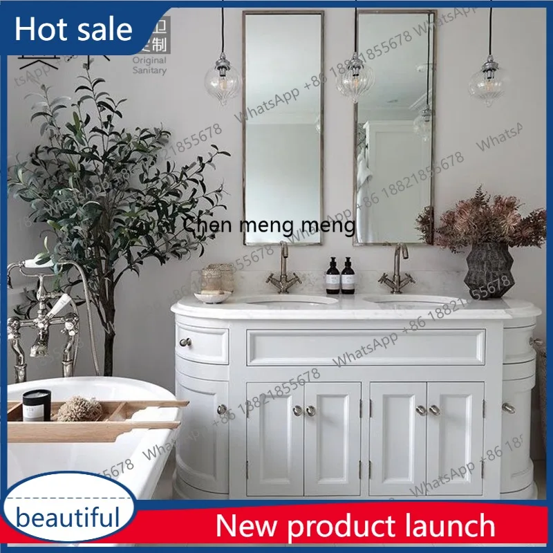 

a51 American washing table integrated wash basin cabinet combination new French retro bathroom bathroom cabinet customization