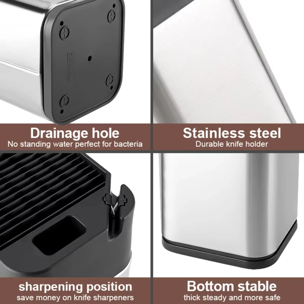 Detachable Kitchen Knife Storage Rack Multifunctional Holder Easy Clean Countertop with Sharpener Edge Kitchenware Organizer