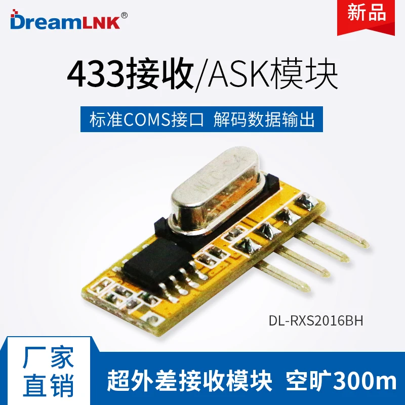 

Receiving Module 433Mhz, High Sensitivity ASK, Unidirectional Wireless Remote Control, Superheterodyne Control of Smart Home