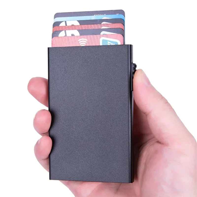 Rfid Business Card Holders Men Metal Slim Thin Pop Up Card Case Bank Credit Cardholder Case Minimalist Smart Cardholder for Men