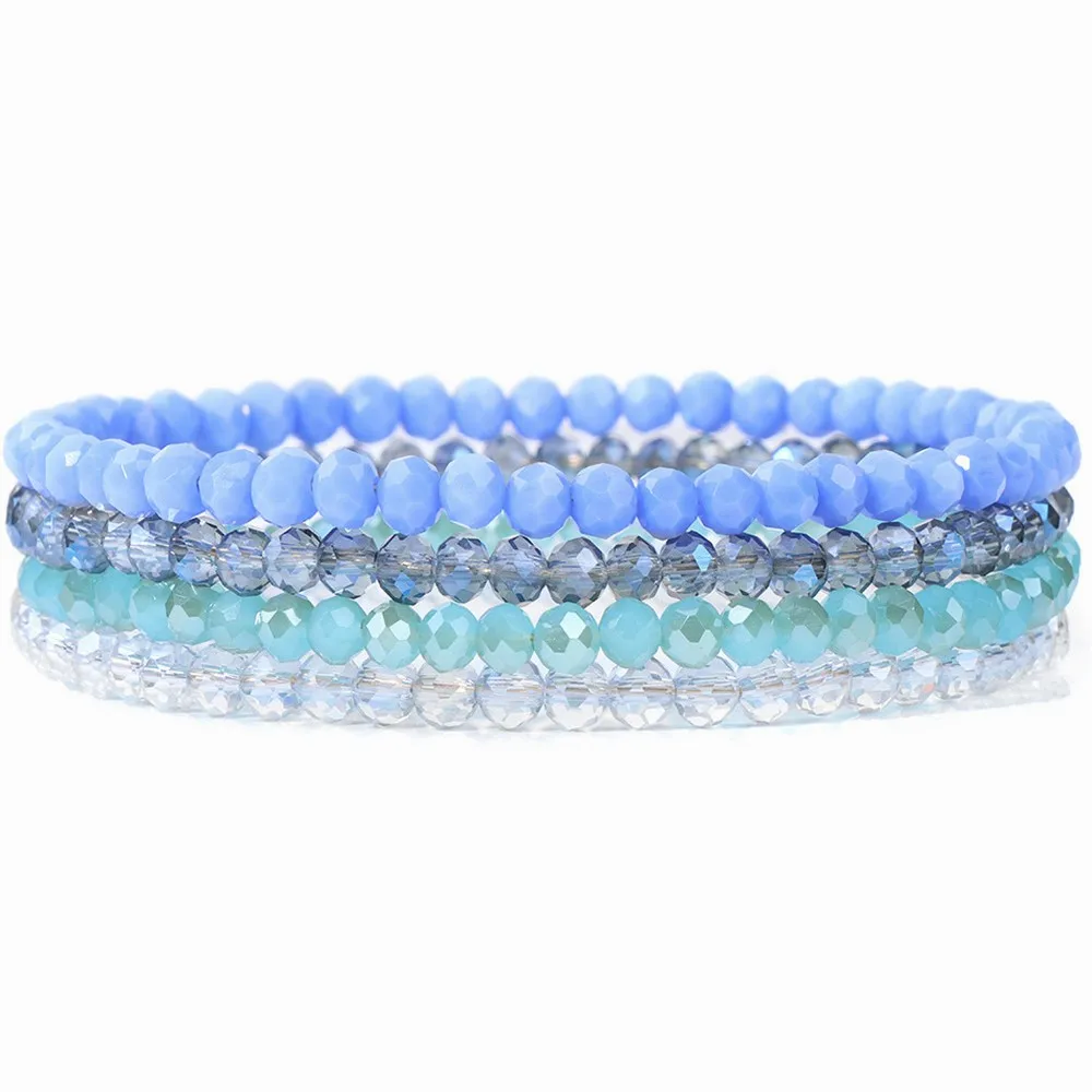 Zircon Beaded Bracelet 4-Piece Set Elastic Cord Stretch Bracelets Women Fashion Travel Souvenir Gift