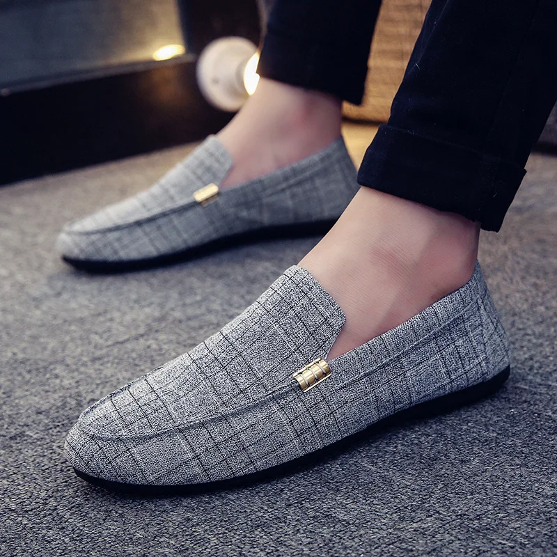 Zomer Heren Instappers Comfortabele Canvas Vrijetijdsschoenen Voor Heren Slip-On Zachte Rijschoenen Mode Groot Formaat Heren Wandelschoenen Flats