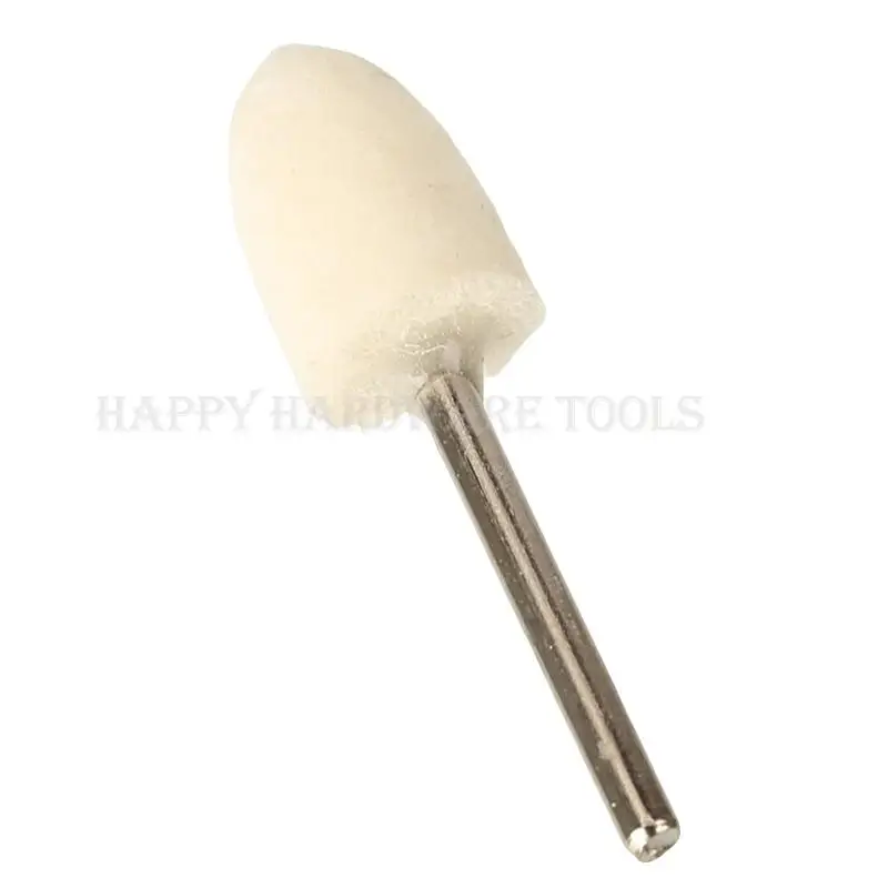 Roda Poles Wol Felt dengan Shank 3mm untuk Mesin Gerinda, Bor, dan Alat Putar, Grit 12mm
