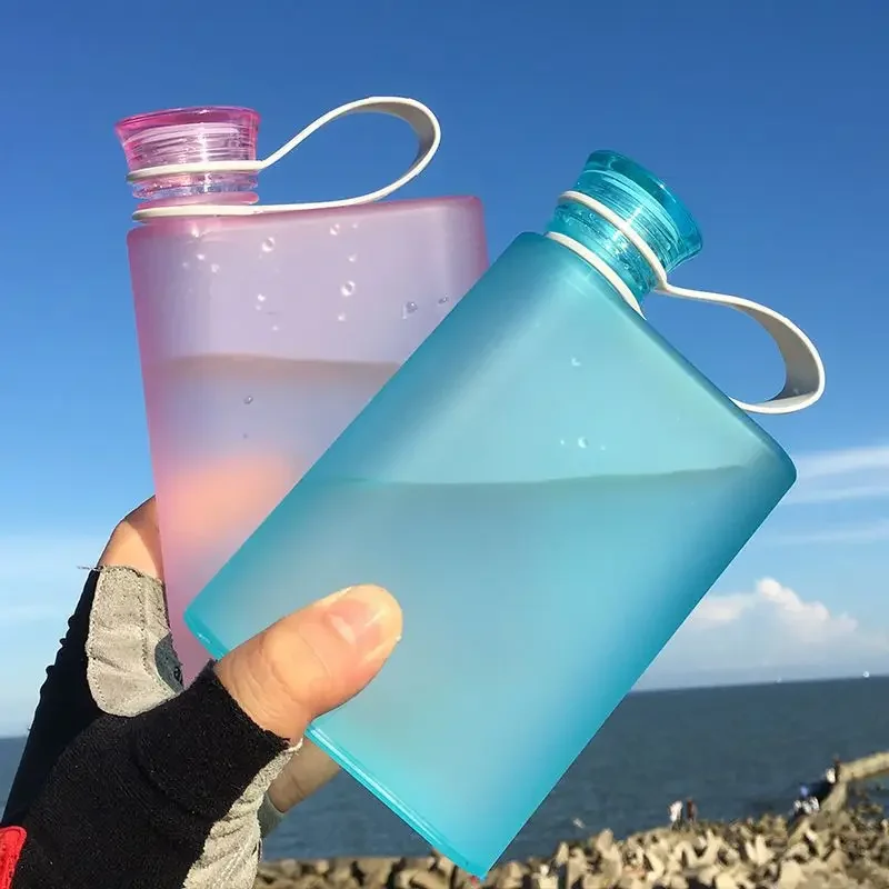 Portable Sports Clear Paper Pad Water Bottle Frosted Outdoor Sports Kettle Flat Water Bottle Drinks Kettle Notebook Drink Mug