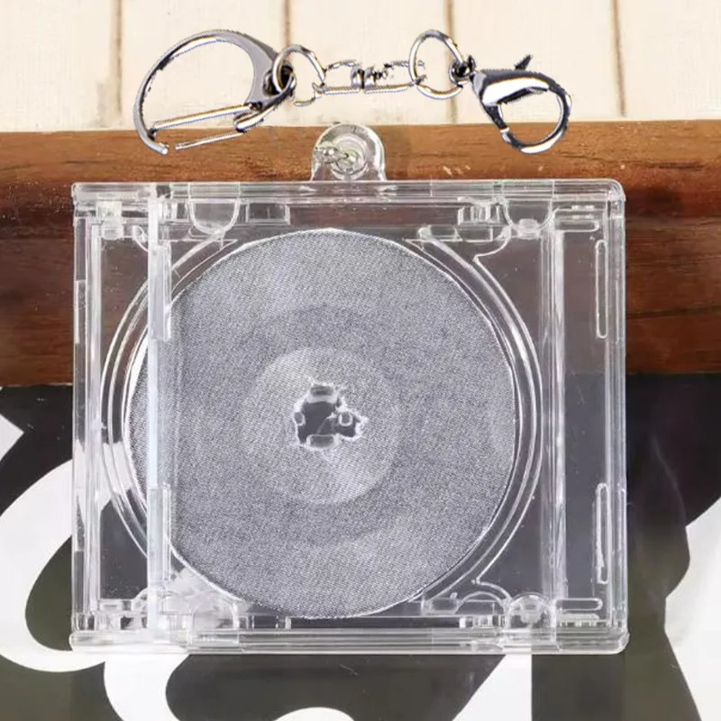 Blank Album Mini CD Case Keychain CD Player Keyring Peripheral Commemorative Album Key Holder for DIY Backpack Pendant Decor