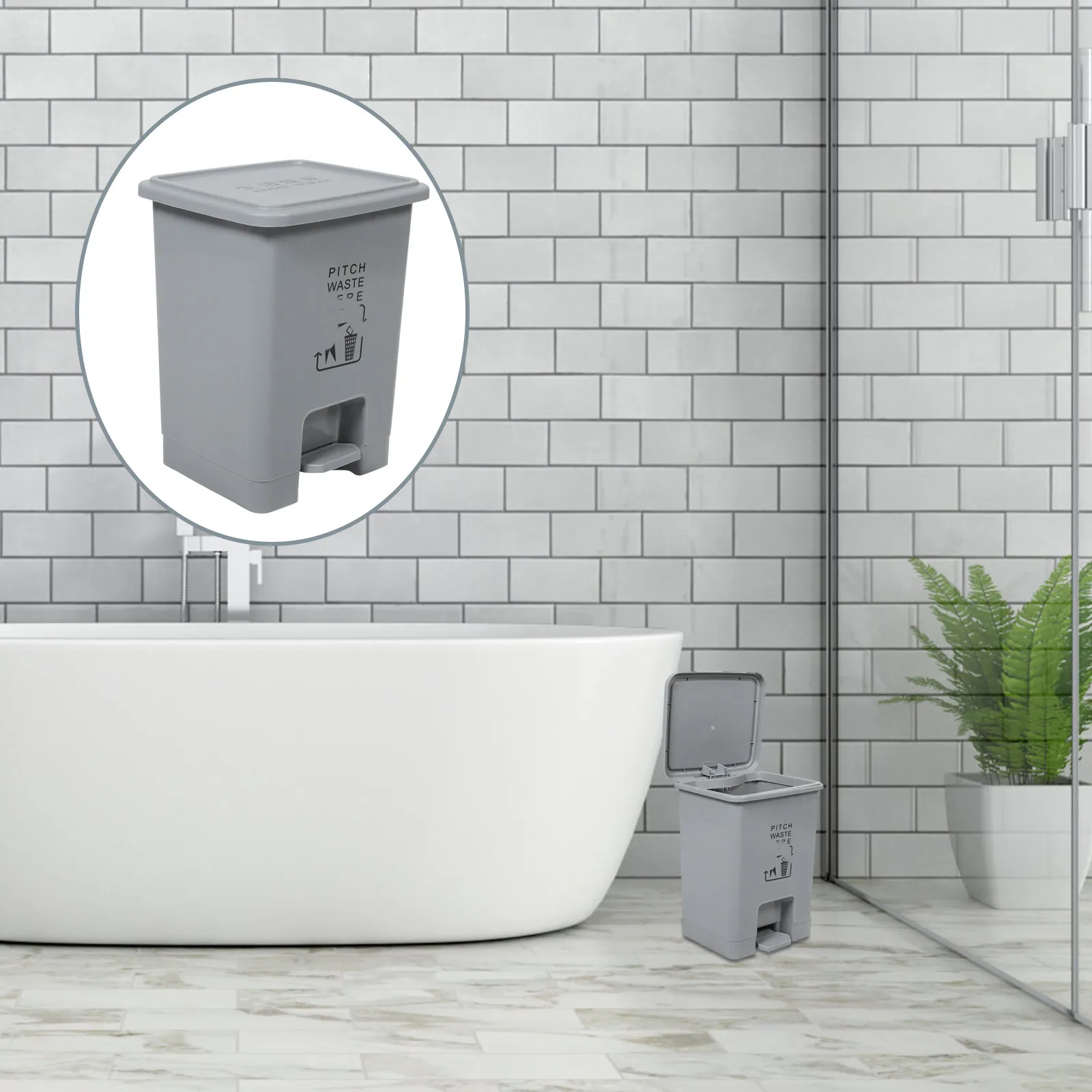 

1Pcs Step Trash Can 15L Large Volume Plastic Waste Can Indoor Outdoor Stable Design Leak Proof Lid Simple Waste Bin Home Dustbin