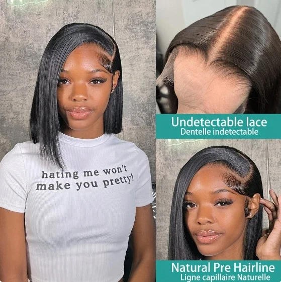 Lightweight Upgraded Breathable Wig Cap Short Straight Bob 13x4 Pre Cut Lace Elastic Drawstring Human Hair