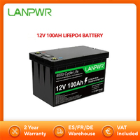 LANPWR 12V 100Ah LiFePO4 Battery 1280Wh Lifetime 4000+ Cycles Max.1280W Load Power RV Camping Trolling Motor Power Solar Power